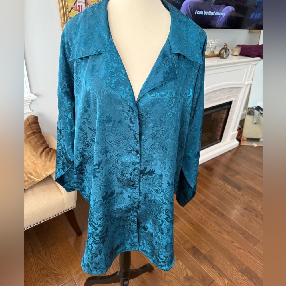 Victoria's Secret Vintage Beautiful Dark Teal Night Gown Blouse